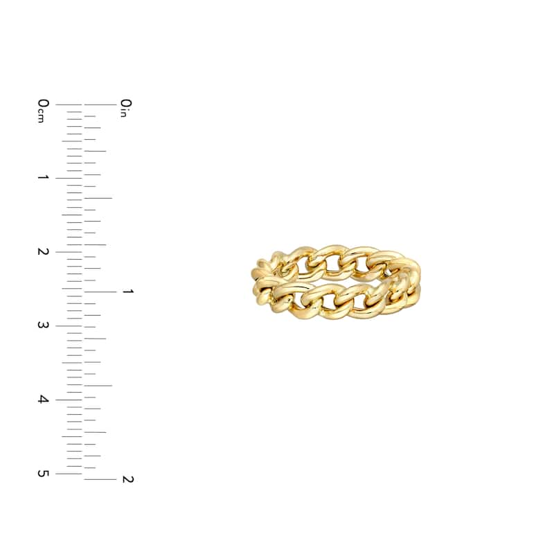 Curata 14K Yellow Gold 5mm Open Concave Curb Chain Link Ring