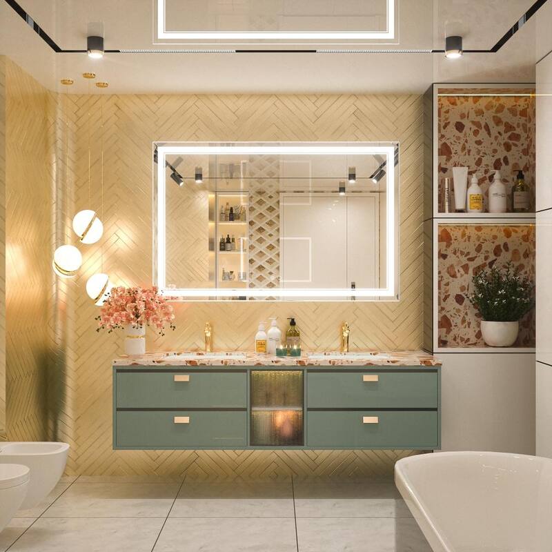 KEONJINN LED Bathroom Vanity Mirror Wall Mounted Anti-Fog Dimmable Mirror