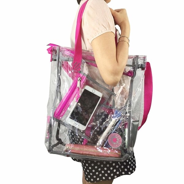 Shop Heavy Duty Clear Tote See Through Messenger Bag Transparent Bookbag Pencil Case - Free ...