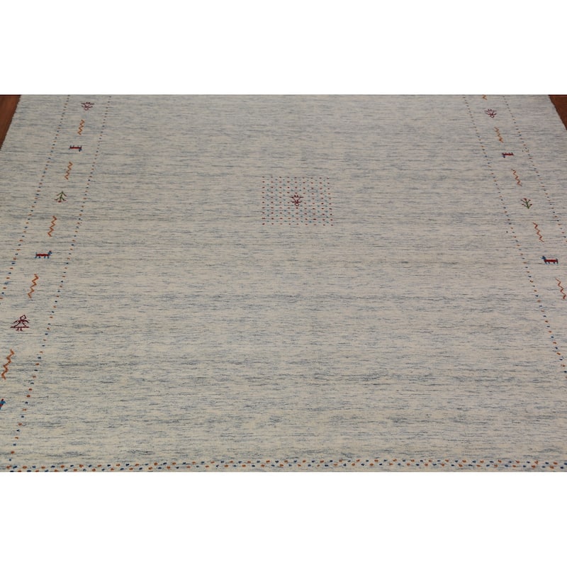 Gabbeh Oriental Area Rug Handmade Beige Wool Carpet - 9'0" x 11'7"