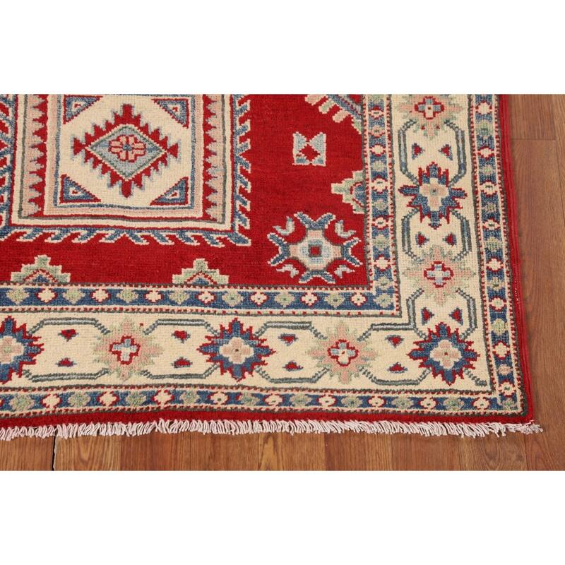 Red Kazak Foyer Rug Hand-Knotted Wool Carpet - 3'5" x 4'9"
