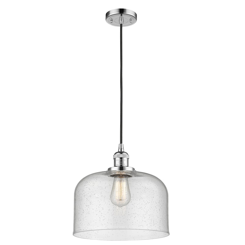 Innovations Lighting Franklin Restoration Bell - 1 Light 12" Cord Hung Mini Pendant - Polished Chrome/Seedy