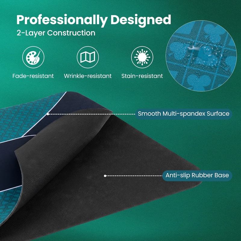 Gymax 70 x 35 Inch Poker Table Top w/Water-repellent Surface Anti-slip - Black & Green