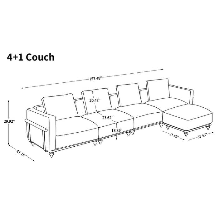 Extra Large Modular Couch White Chenille Sectional Sofa with Deep Seating, 70% Down-Filled Sofa Cushions, Removable Sofa Cover