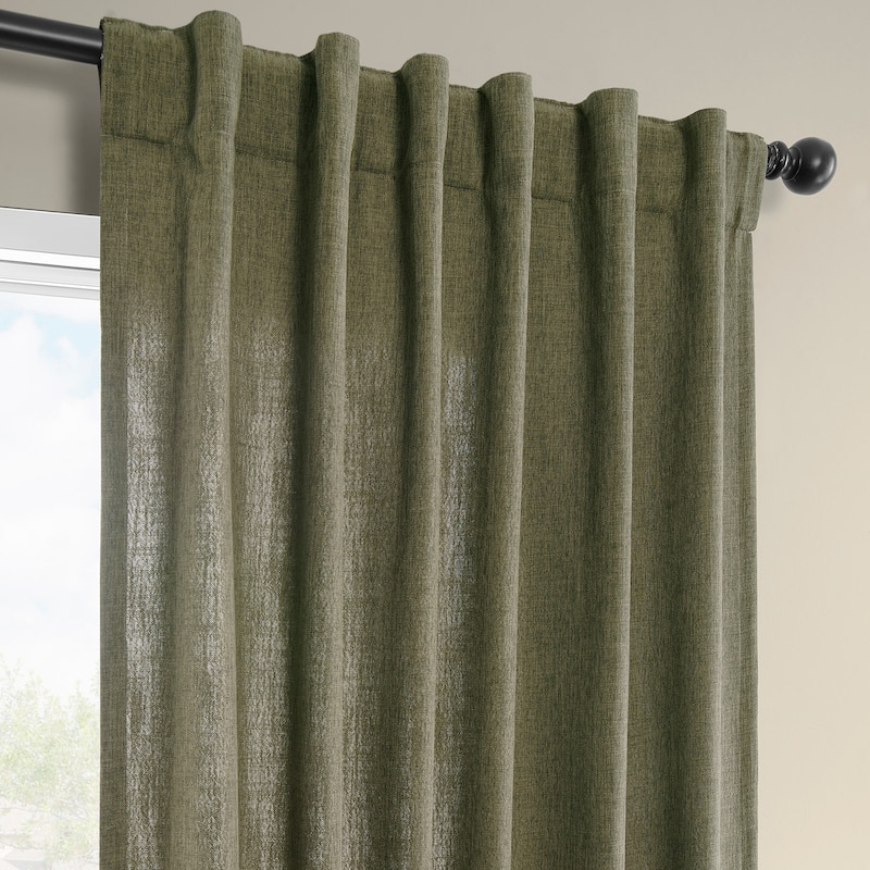 Exclusive Fabrics Basic Faux Linen Curtain Pair - 2 Panels - Light Filtering Window Curtains