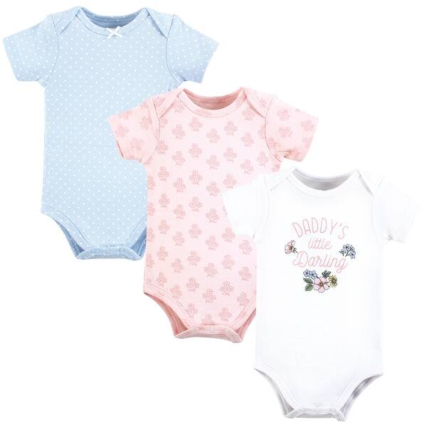 slide 1 of 1, Hudson Baby Girls Cotton Bodysuits, Daddys Little Darling 0-3 Months - Daddys Little Darling