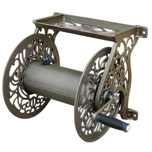 Shop Liberty Gardena 704 Decorative Cast Aluminum Wall Mount Hose Reel Bronze 125 5 8 X 125 Hose Capacity Overstock 24321472