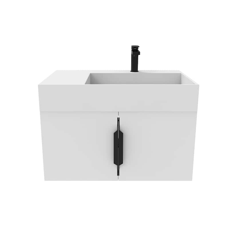 Amazon 30" Wall Mounted Bathroom Right Basin Vanity Set w/ White Top