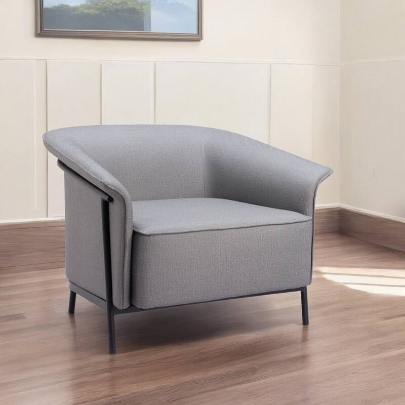 HomeRoots 35" Slate Gray And Black Faux Leather Arm Chair - 35.4' X '26.8' X '32.7 - 35.4' X '26.8' X '32.7