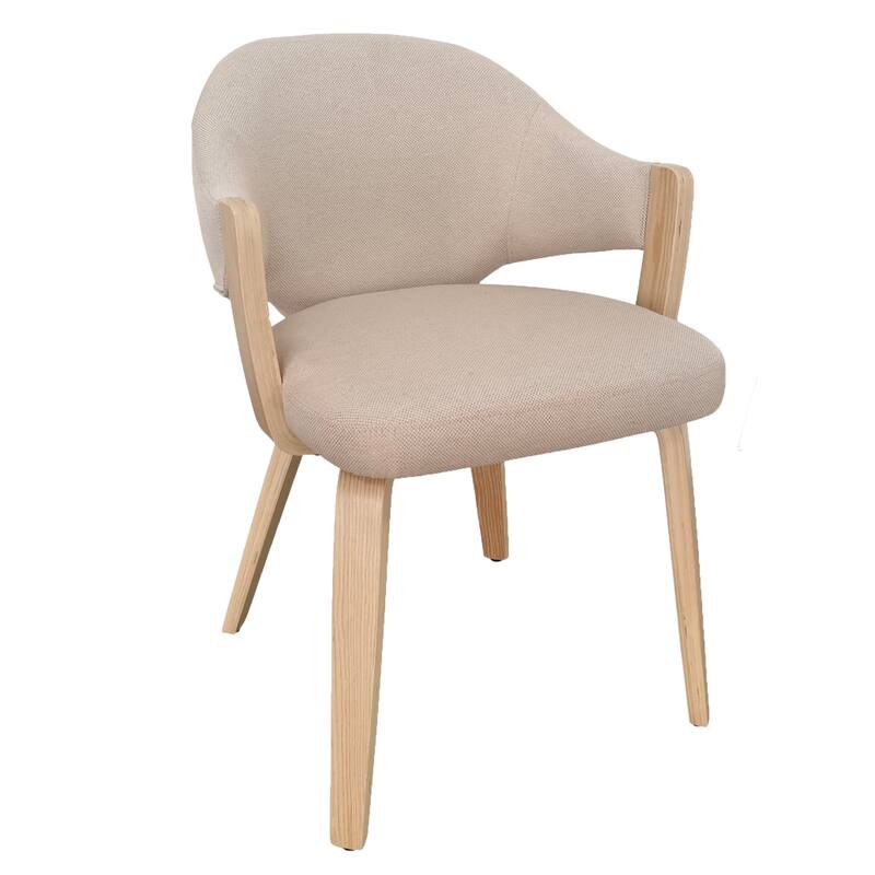Modern Fabric and Bentwood Dining Chair, Set of 2 - Natural