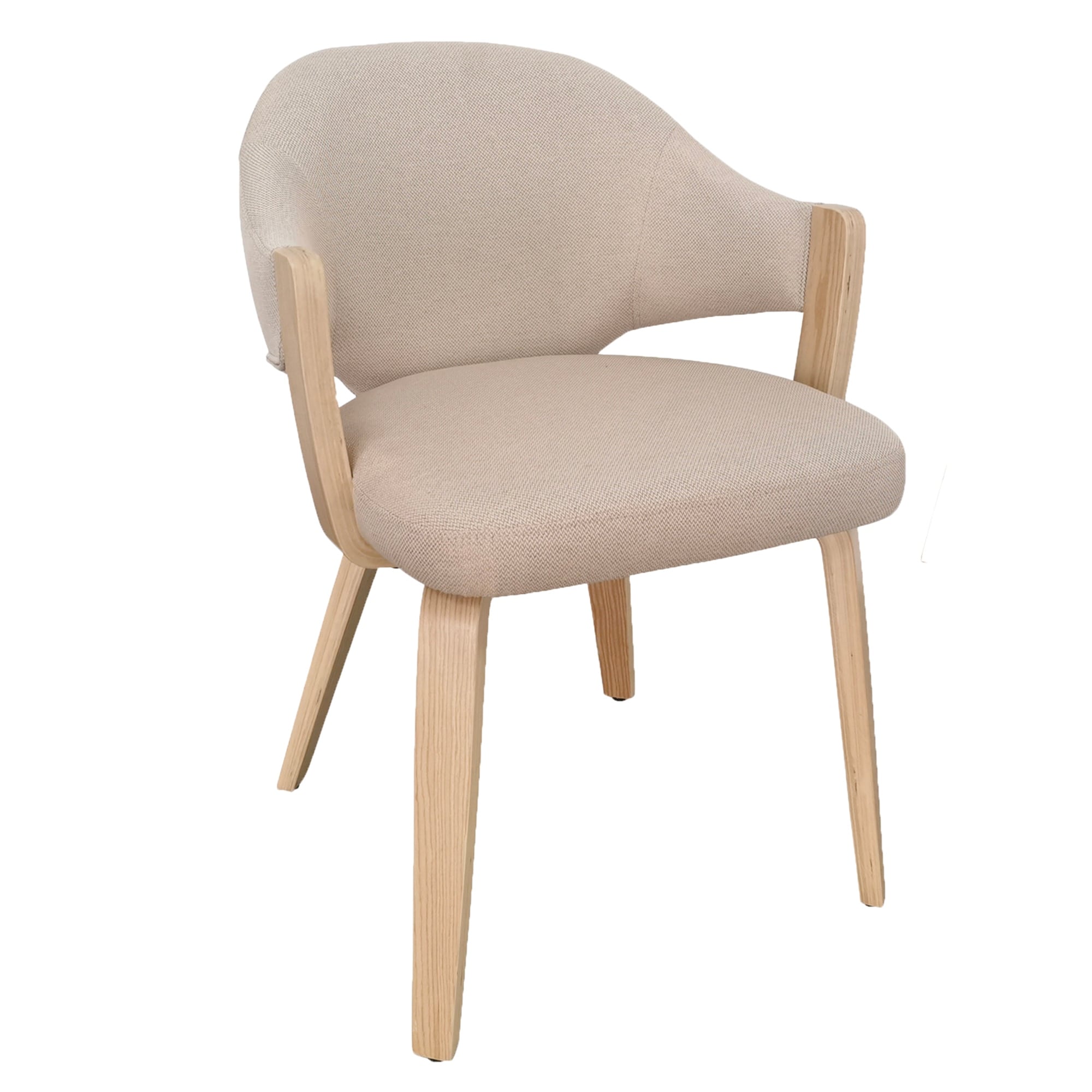 Modern Fabric and Bentwood Dining Chair, Set of 2