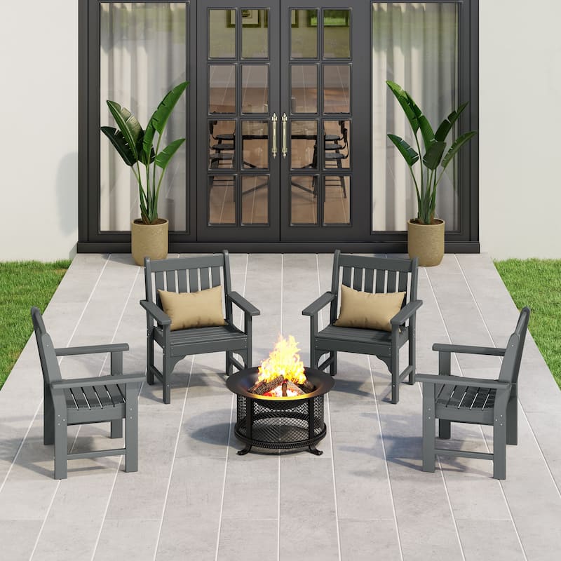 Polytrends Laguna Outdoor Dining Poly Garden Arm Chair (Set of 4)
