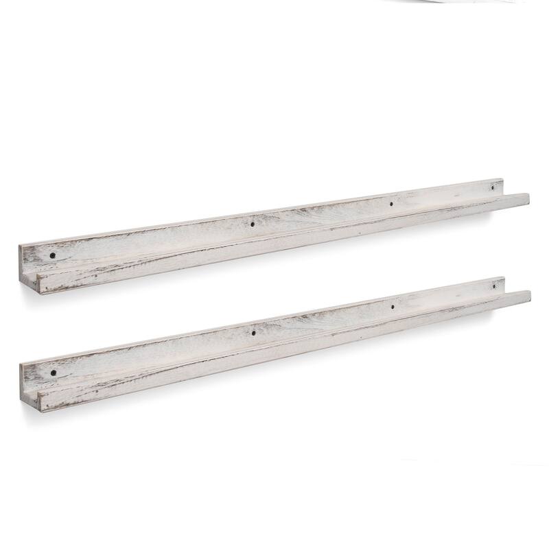 Rustic State Set of 2 Wall Mounted Shelves Photo Ledge