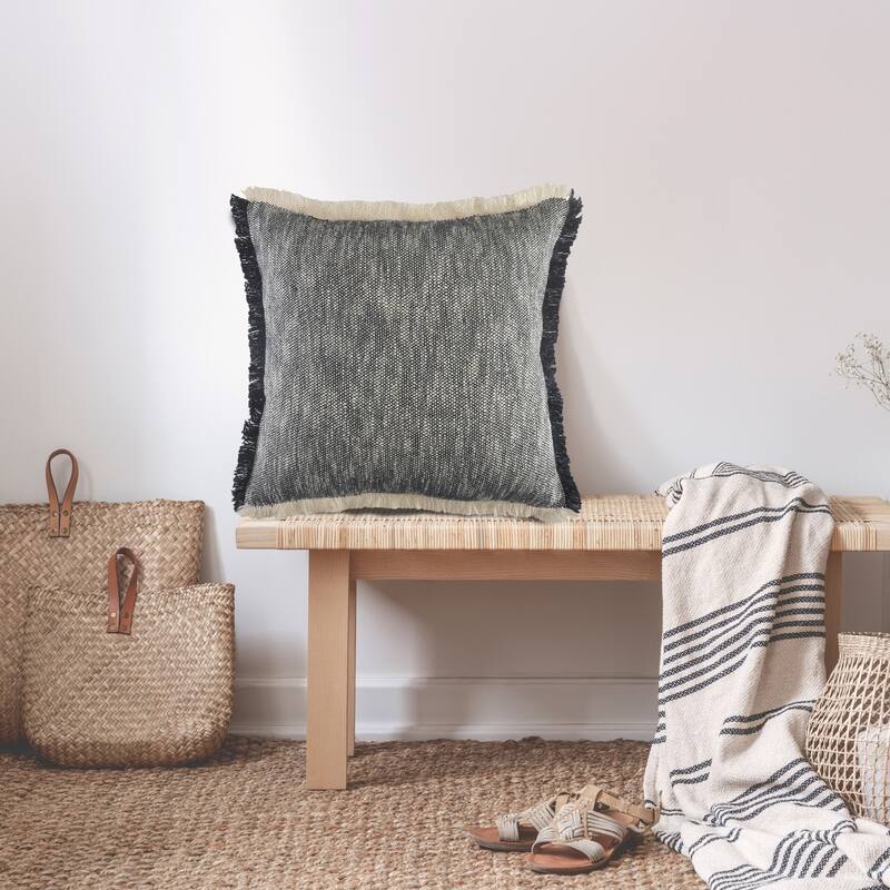Sevita Two-Tone Cotton Fringe Throw Pillow
