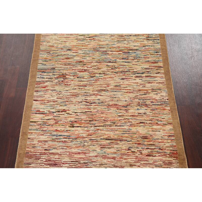 Contemporary Gabbeh Kashkoli Striped Area Rug Hand-knotted Wool Carpet - 3'8" x 6'6"