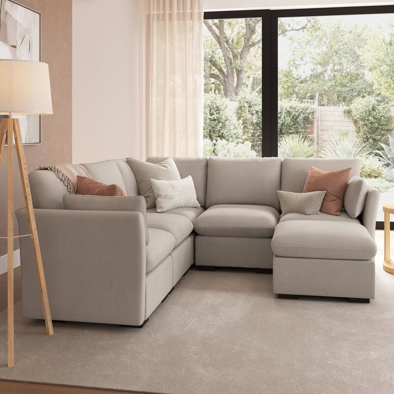 Bush Home Sienna Modular 4-Seater Sectional with Storage Ottoman
