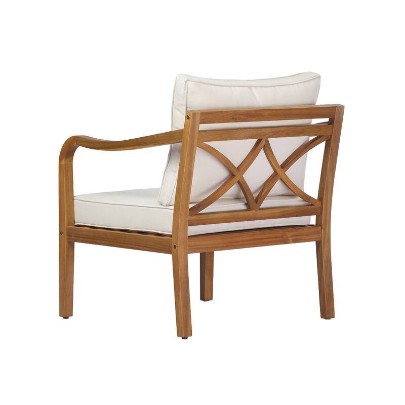 Christopher Knight Home - Erin 5-Piece Outdoor Acacia Wood Conversation Set with Cushioned Lounge Chairs & Round Coffee Table