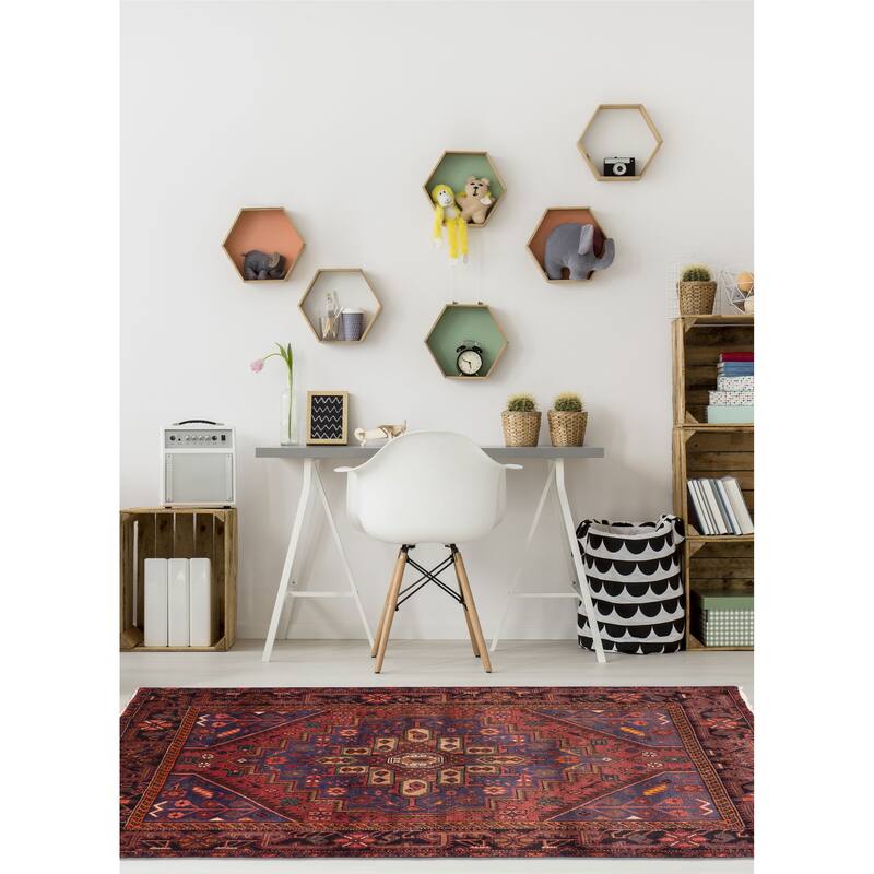 ECARPETGALLERY Hand-knotted Anatolian Vintage Red Wool Rug - 4'1 x 6'6