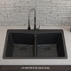preview thumbnail 2 of 6, 33 Inch Lexicon Platinum Quartz Composite Drop-in Undermount Double Bowl Galaxy Black Kitchen Sink LP-800TM-K-SO