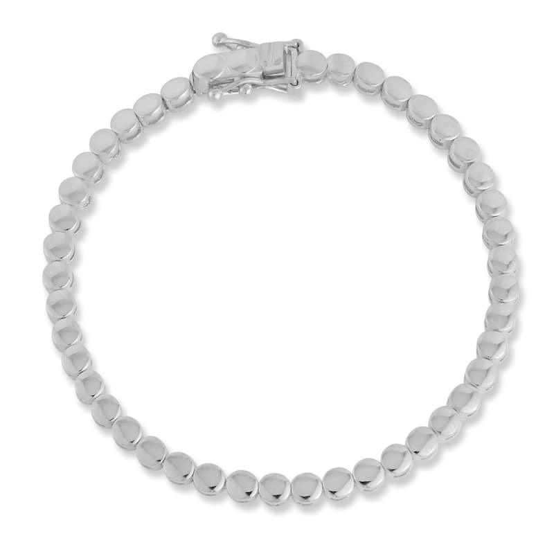 Soleil Sterling Silver Beaded Tennis Bracelet - White