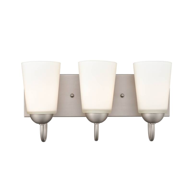 Millennium Lighting Ivey Lake 3 Light Bathroom Vanity Fixture in Multiple Finishes with Frosted Glass Shades - Satin Nickel