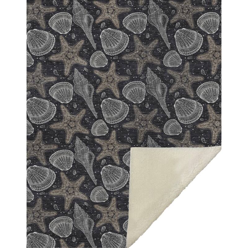 Premium Machine Washable ASB183 Coastal Starfish Sherpa Throw Blanket