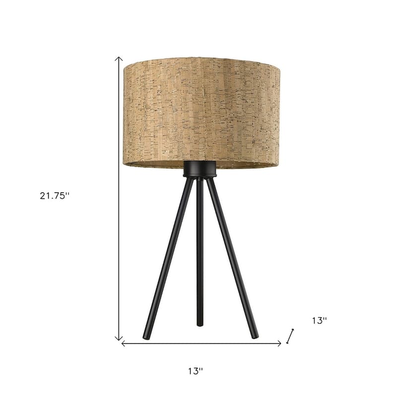 22 Inch Metal Tripod Table Lamp with Drum Shade for Living Room