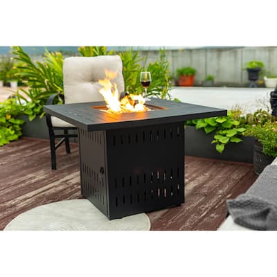 34" Propane Rectangular Steel Gas Fire Pit Table with 50000 BTU