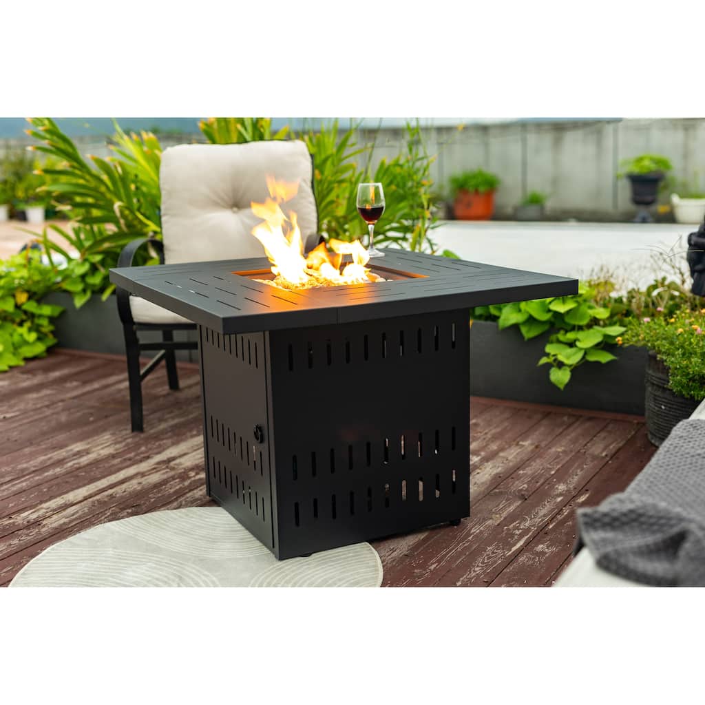 Anmytek 34" Propane Rectangular Steel Outdoor Fire Pit Table