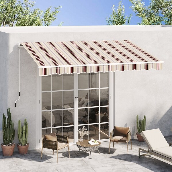 10'x 8'Retractable Awning Aluminum Patio Sun Shade Rainproof Cover w/ Handle 