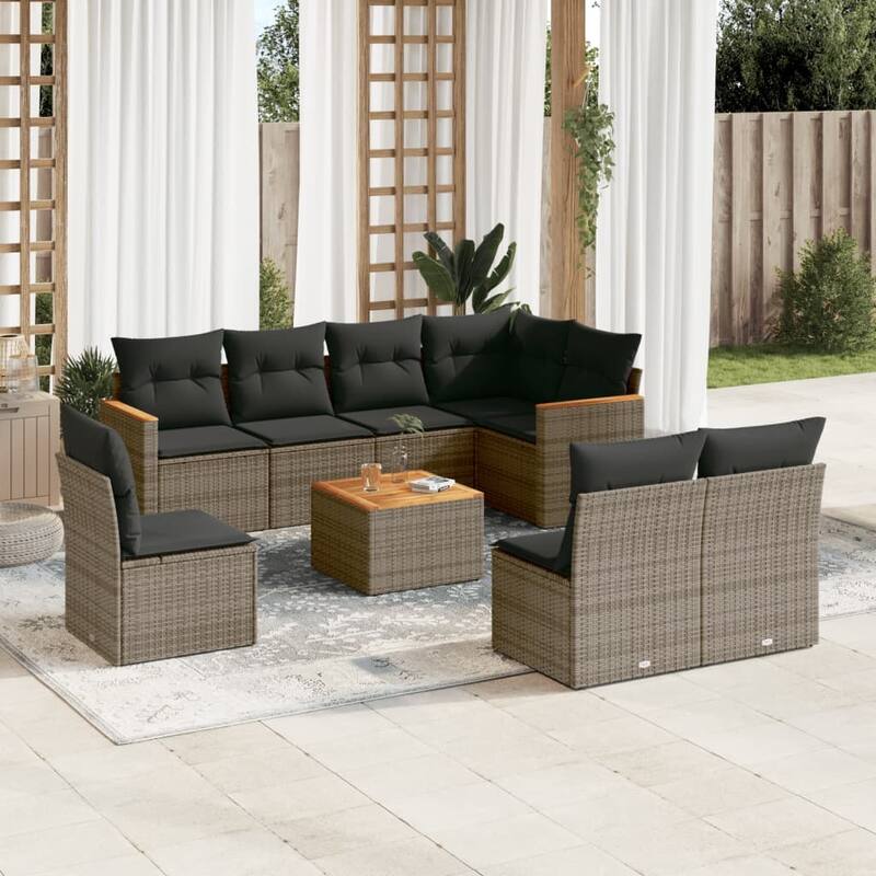 vidaXL Garden Sofa Set Black - 24.4 x 24.4 x 27.2 - Gray Large With table