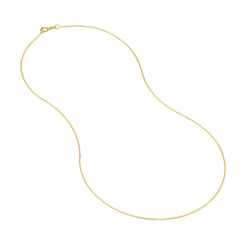 Curata 10k Yellow Gold 0.8mm Diamond Cut Cable Chain Necklace(Spring Ring)