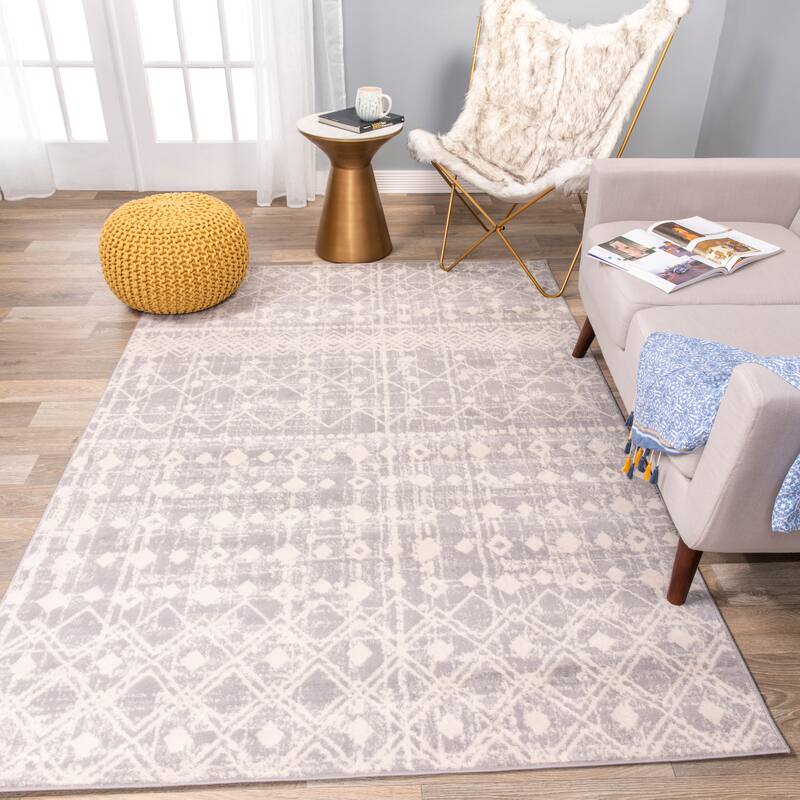 The Curated Nomad Midtown Trellis Geometric Bohemian Rug - 10' x 14' - Gray - Rectangle
