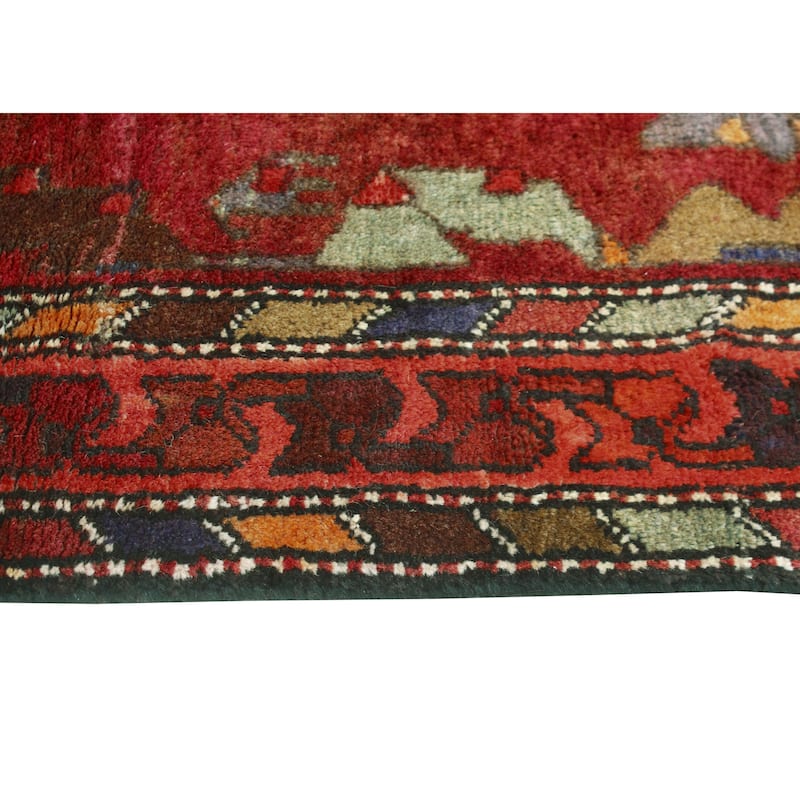 Fine Vintage Distressed Evelyn Burgundy/Rust Runner - 3'10" x 10'2"