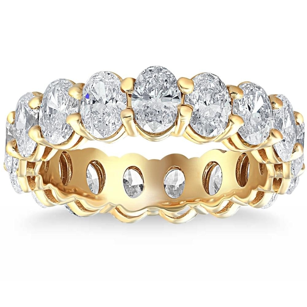 Bliss Diamond 6 Ct TW Oval Cut Moissanite Eternity Ring Yellow Gold Womens Wedding Band