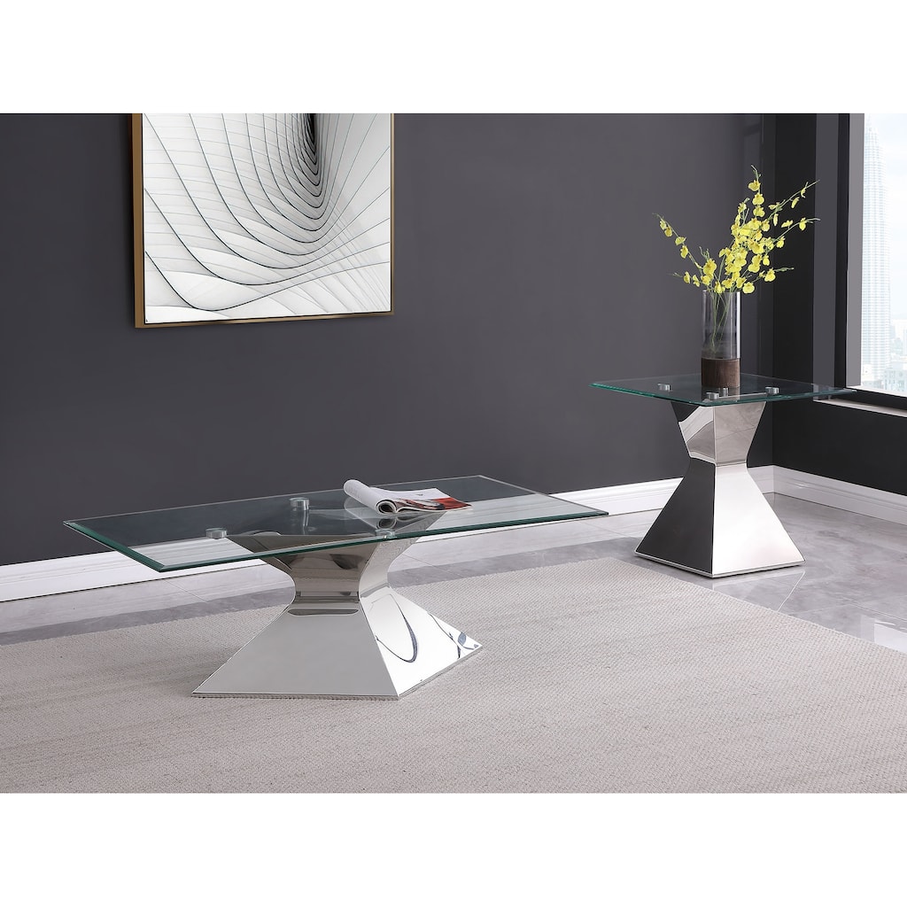 Jenny Rectangular Coffee And End Table Set Chrome