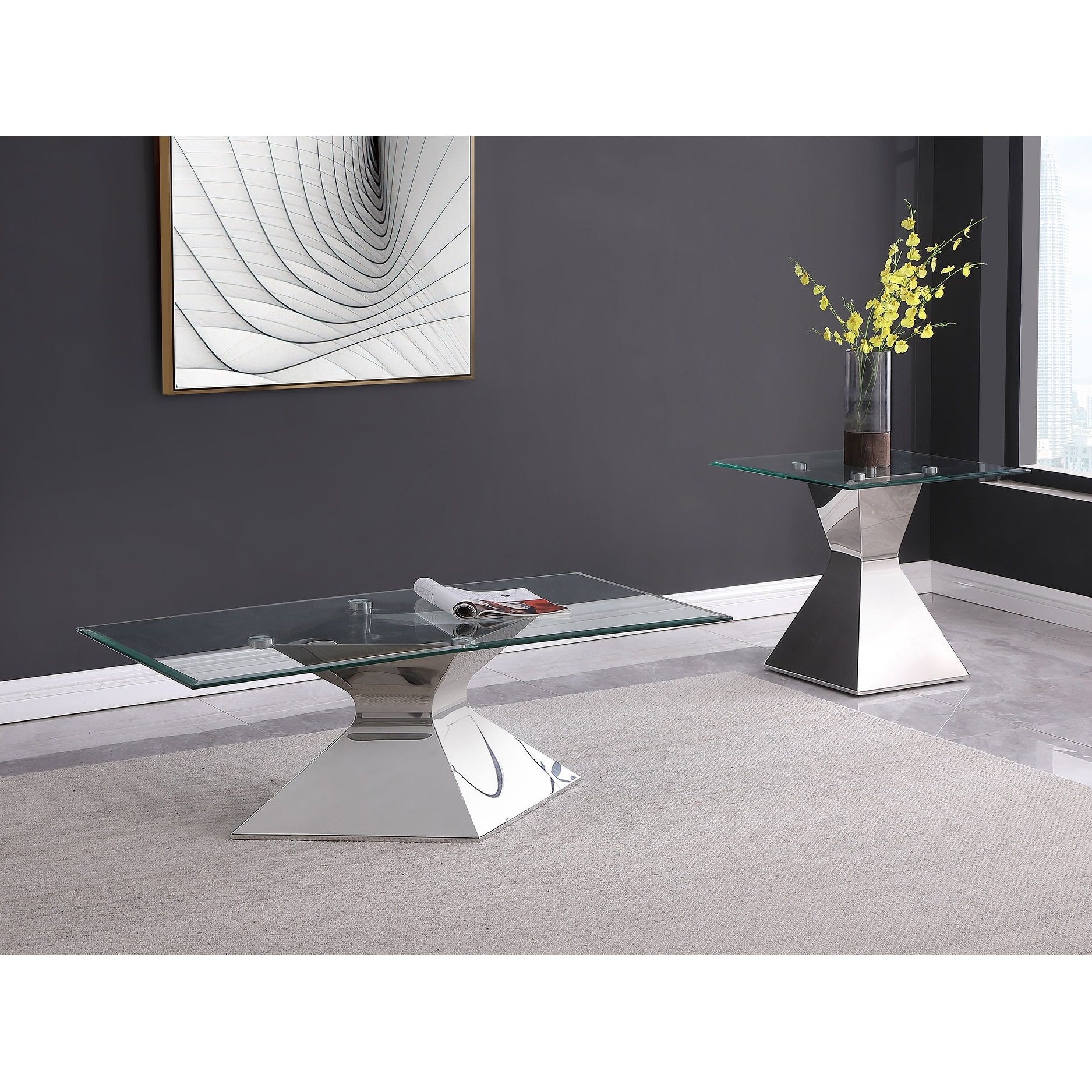 Jenny Rectangular Coffee And End Table Set Chrome