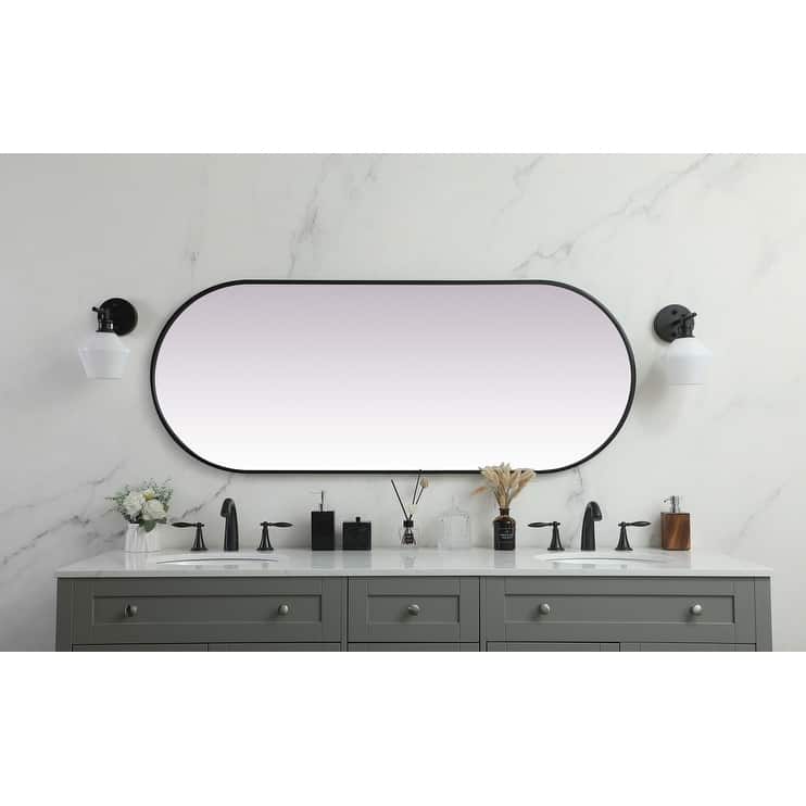 Indigo Home Metal Frame Oval Mirror 24x60 Inch