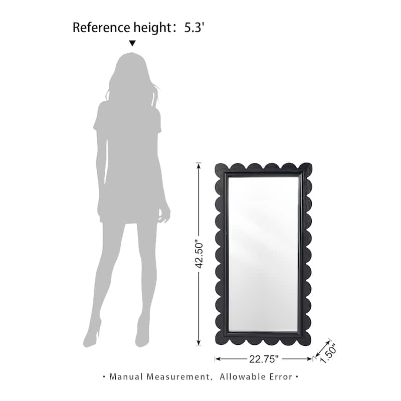 Glitzhome 42.5"H Modern Black Wood Frame Wavy Rectangle Wall Mirror - 22.75"L x 42.5"H