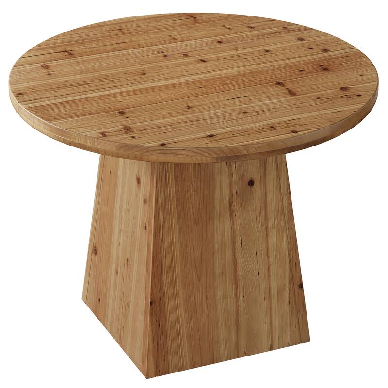 39.4 Inch Solid Wood Round Pedestal Dining Table for 4 - 39.4" D x 39.4" W x 29.5" H