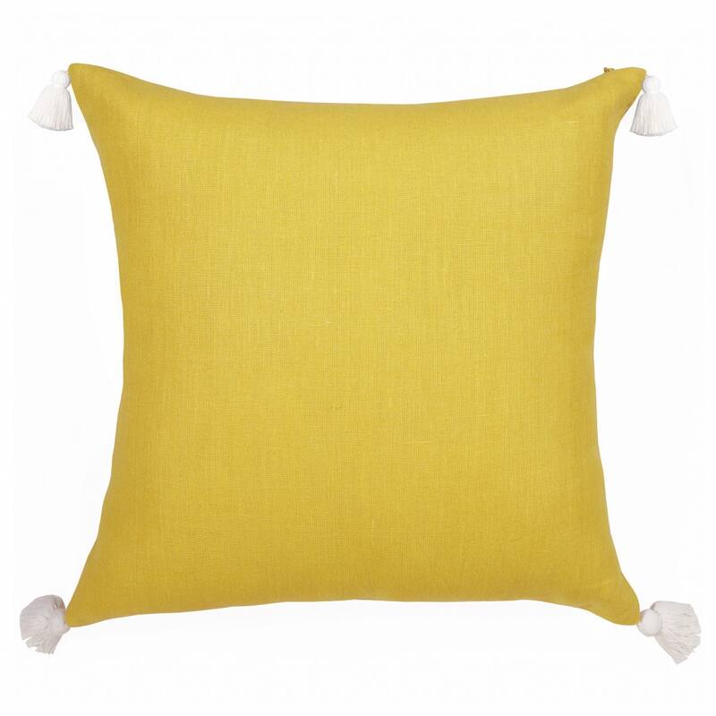 20" X 20" Mustard Linen Striped Zippered Pillow
