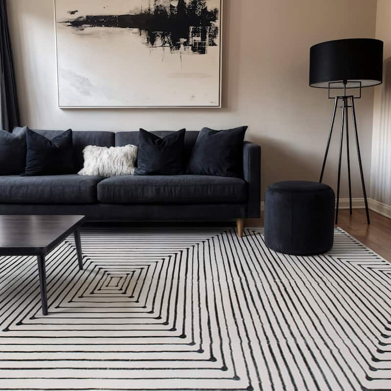 World Rug Gallery Bohemian Stripes Washable Non-Slip Area Rug - 6'x9' - Ivory