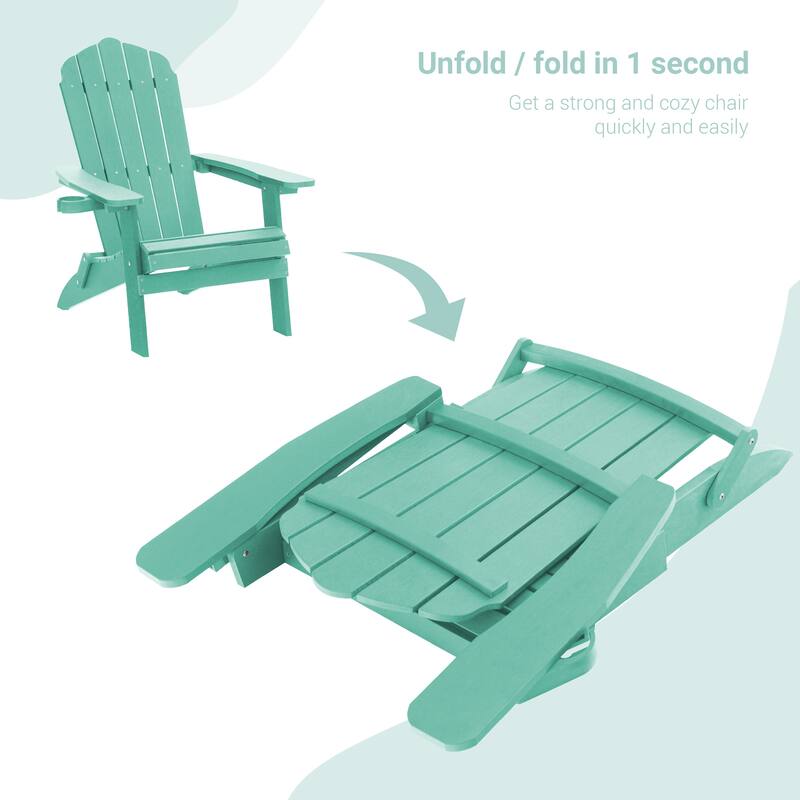 LIVOOSUN Outdoor Folding Adirondack Chair w/Cup Holder Set of 2 or 4