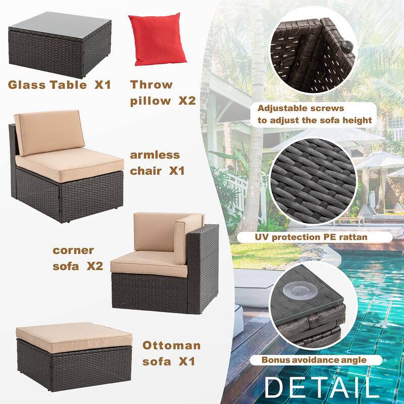 Futzca 5-Piece PE Wicker Outdoor Patio Furniture Set