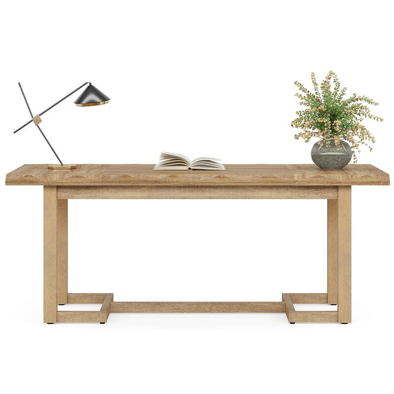 Rectangular Computer Desk, Writing Table with Solid Wood Legs, Executive Desk Workstation for Home Office, Work & Study