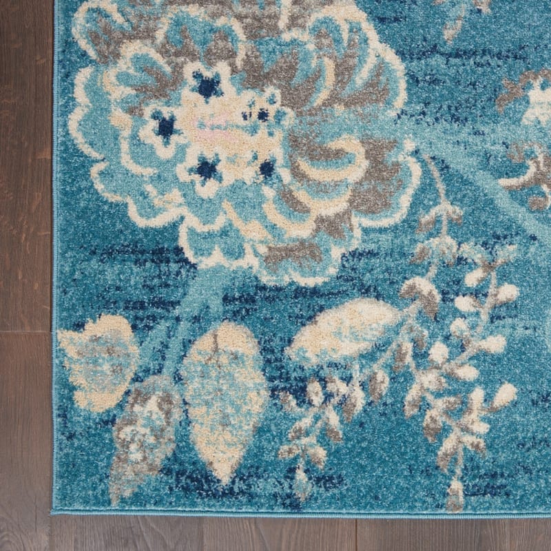 Bufo Power Loomed Distressed Floral Traditional Stain Resistant Area Rug By HomeRoots