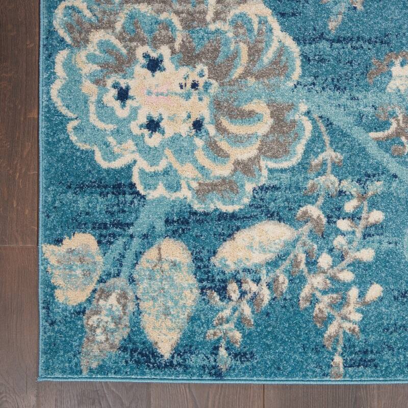 Power Loomed Distressed Floral Traditional Stain Resistant Area Rug - 72' X '48' X '0.5