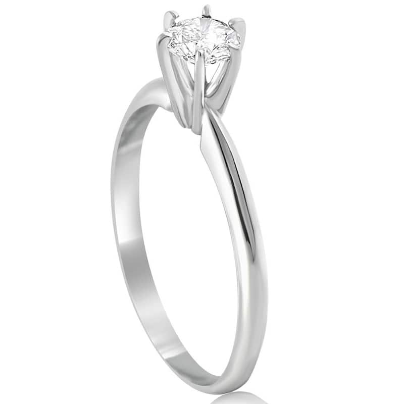 VS 1/3Ct Solitaire Round Cut Diamond Engagement Ring in 14k Gold Lab Grown
