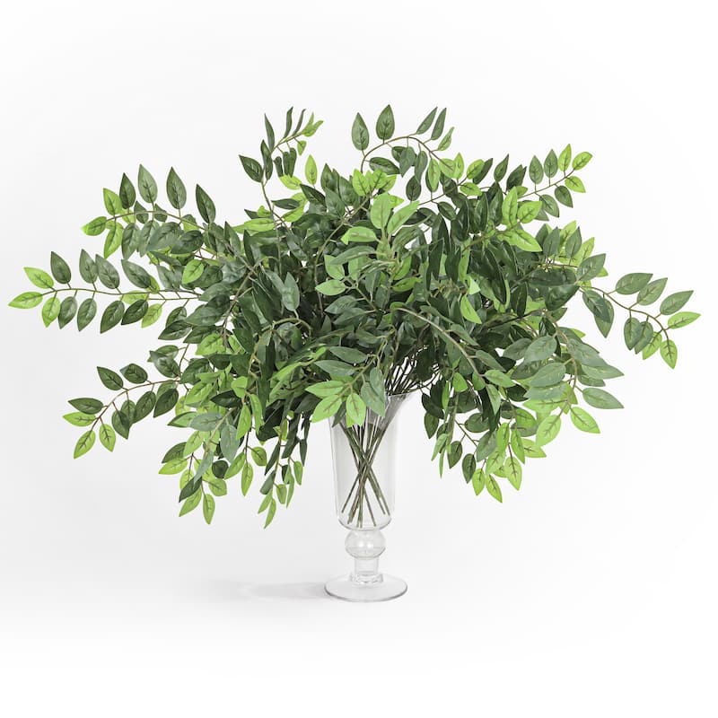 Set of 12 Real Touch Artificial Wisteria Leaf Stem Plant Greenery Foliage Spray Branch 27in - 27" L x 22" W x 0.25" DP