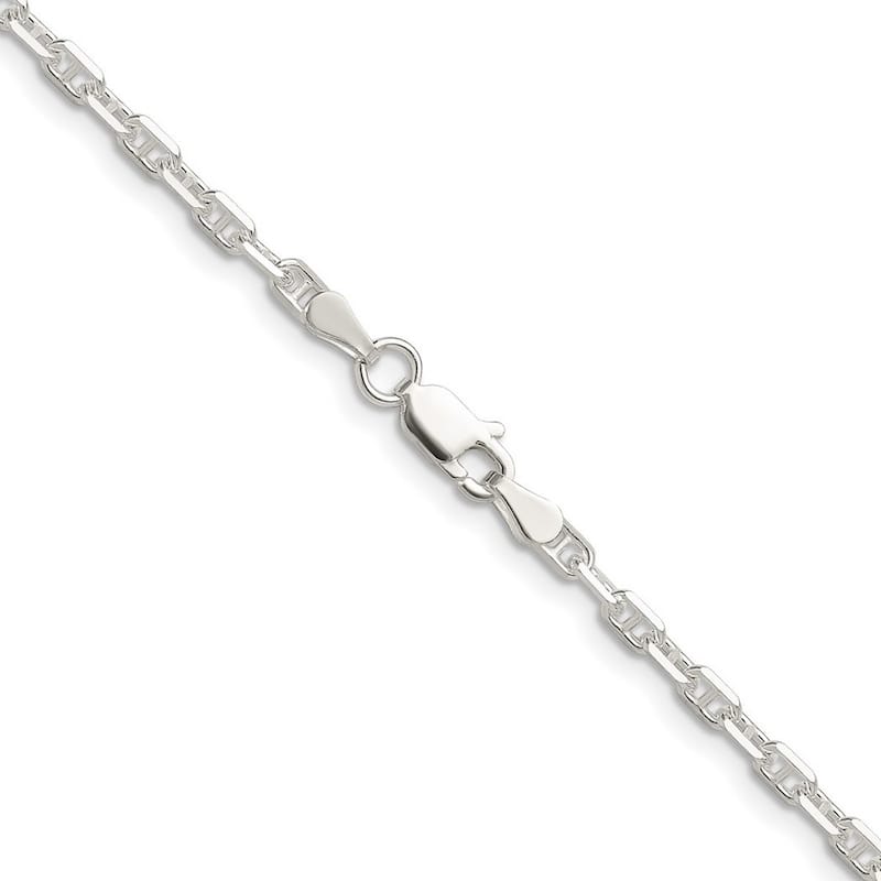 Curata 925 Sterling Silver 3-dimensional 3mm Anchor Mariner Chain Necklace